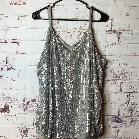 ✨Torrid Silver Sequin Sofie Size 4 Camisole Top - Picture 3 of 6